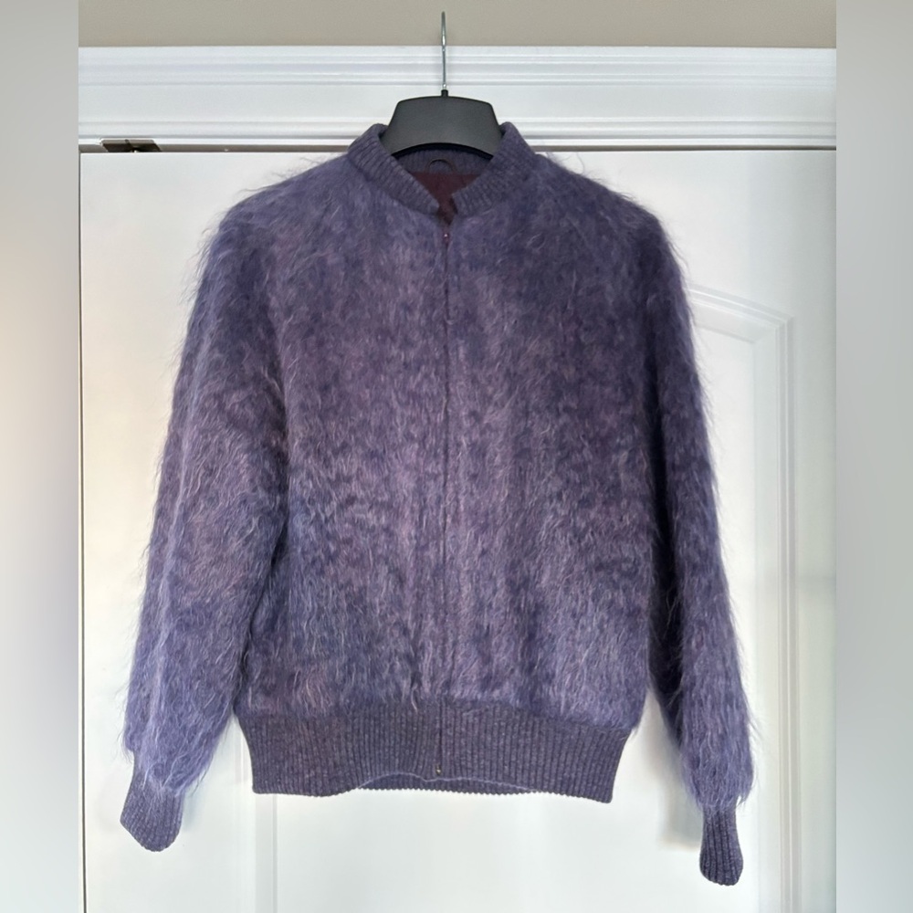 VTG MOHAIR WOOL COAT, Andrew Stewart, Scotland, Lined, Lavender Full Zip, M ?